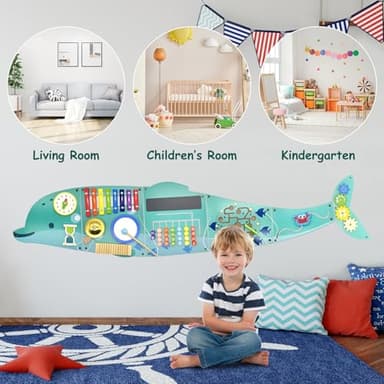 Baotree Activity Wall Busy Board Panels, Montessori Sensory Toys, Wall Activity Center, Educational Toy, Interactive Wooden Learning Toy for Toddler Playroom & Children's Daycare - Image 5