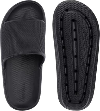 BRONAX Home Slides for Men Pillow House Shower Bathroom Slippers Sandals for Male Size 11 Quick Drying Open Toe Comfy Cushion Soft Thick Sole 44-45 Black - Image 7