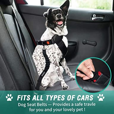 COOYOO Dog Seat Belt, Durability Retractable Dog Car Harness Adjustable Dog Seat Belt for Vehicle Nylon Pet Safety Seat Belts Heavy Duty & Elastic (1 Pack Black) - Image 6