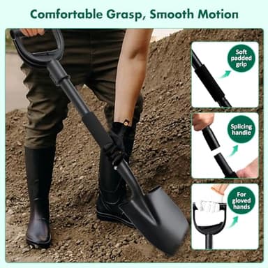 Garden Shovel, 31 Inch Small Garden Shovel, Light Weight Metal Gardening Flat Small Digging Shovel Spade for Kids, Planting, Gardening, Camping, Car, Mini Shovel- 6 Inch Wide Spade - Image 5