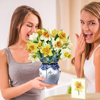 Airpark Pop Up Flower Card, 3D Paper Flowers Bouquet – English Daffodils, Birthday, Easter, Mother’s Day, Get Well Greeting Card with Note Card & Envelope - Image 7