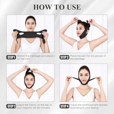 Juskaa Chin Strap for Sleeping,Double Chin Reducer,Adjustable Chin Strap,Jaw Strap,Jawline Shaper,V Line Lifting Mask,Black,M - Image 5