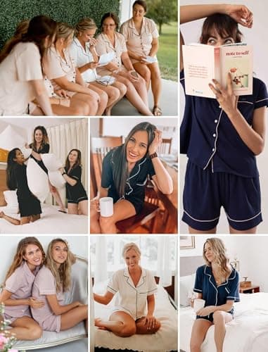 Leikar Bridesmaid Pajamas Sets For Women Soft Short Sleeve Shirt And Pajama Pants Soft Pjs Lounge Sets - Image 5