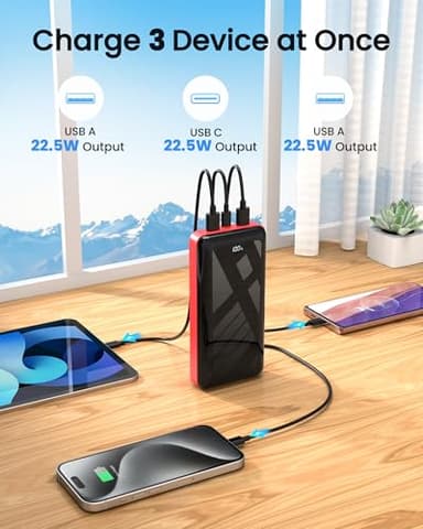 Portable Charger Power Bank 50000mAh, 22.5W Fast Charging Battery Pack, USB C Quick Charge 3 Outputs & 2 Inputs, LED Display, External Cell Phone Battery Bank for iPhone 17/16/15/14, Samsung, Android - Image 4
