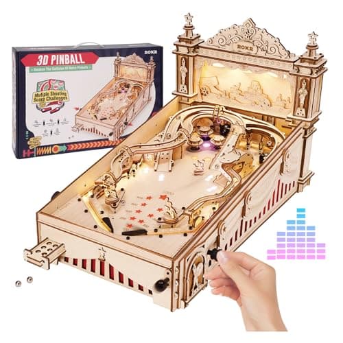 ROKR Miniature Pinball Machine-3D Wooden Puzzles for Adults-DIY Wood Model Kits for Adults-Toy Gifts for Ages 14 and Up - Image 1