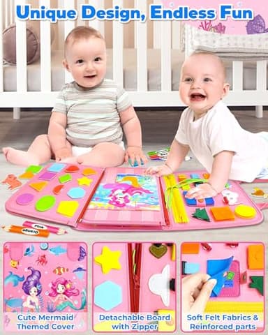 Gojmzo Busy Board Montessori Toys for Toddler Girl Birthday Gifts, Busy Book Sensory Toys for Toddlers, Learning Educational Toddler Travel Activities - Image 4