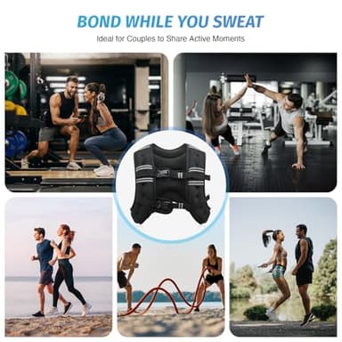 ZELUS Weighted Vest, 6lb/8lb/12lb/16lb/20lb/25lb/30lb Weight Vest with Reflective Stripe for Workout, Strength Training, Running, Fitness, Muscle Building, Weight Loss, Weightlifting, Black(25 lb) - Image 4