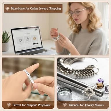 Ring Sizer Measuring Tool, 3 Types, 27 Pcs Metal Ring Sizing Kit, US Sizes 0-13 with Half Size, 2 Pcs Plastic Finger Measurer for Men/Women, USA 1-17 with Magnified Glass - Image 4