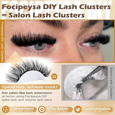 Focipeysa Lash Extension Kit Thick Eyelash Extension Kit 10-18mm Fluffy Lash Clusters 200D Individual Eyelashes Kit with Lash Bond, Lash Remover, Lash Applicator, DIY Lashes Extension - Image 2