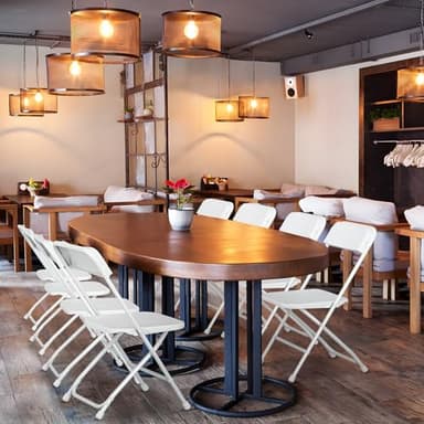 QUJEON Folding Chairs 10 Pack,White Plastic Folding Chairs for Indoor Outdoor,Portable Stackable Commercial Seat with Steel Frame 350lb.Capacity for Party Events Wedding Dining Picnic Office - Image 8