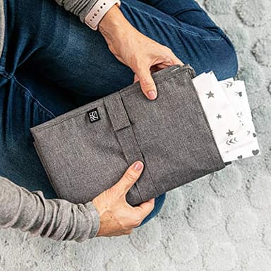 J.L. Childress Healthy Habits Portable Changing Pad Bundle for Babies - Wipeable Diaper Changing Mat for Travel + 3 Disposable Changing Pads, Baby Accessory Essentials, Foldable & Compact - Grey - Image 4