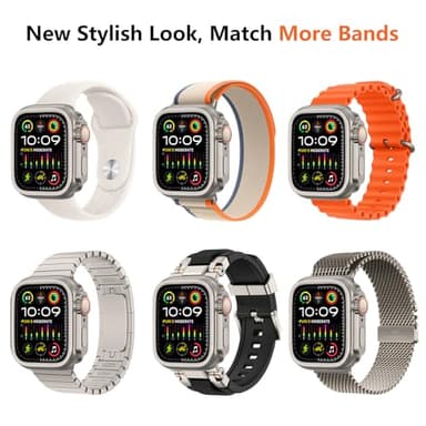amBand Metal Case Compatible with Apple Watch Series 10 46mm, W1 Rugged Bumper Protector [Turn into Ultra 2/1 Look], Hard Frame with Back Cover Stylish Accessories for iWatch Men, Natural Titanium - Image 6
