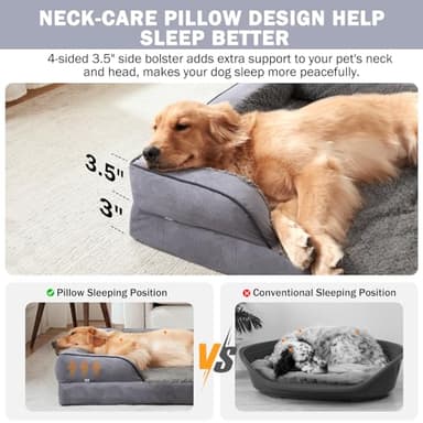 INVENHO Orthopedic Dog Beds Large Sized, XL Washable Dog Sofa with Egg-Crate Foam, Waterproof Lining and Non-Skid Bottom - Image 5