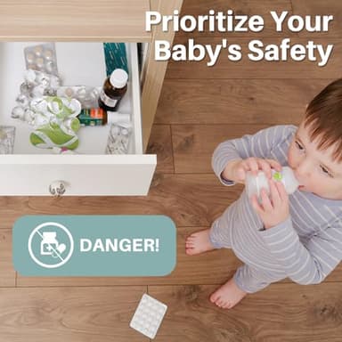 Inaya Cabinet Locks Baby Proofing - Child Proof Drawer Locks - Child Safety Cabinet Latches with 3M Adhesive Easy Installation - No Drilling or Extra Screws (8 Pack) - Image 9