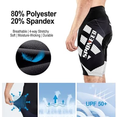 sponeed Men's Shorts for Biking Padding Cycling Pants Male Trainning Padded Road Bike Underwear US L White - Image 6
