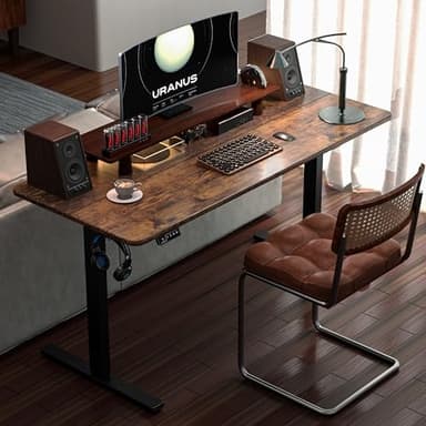 ERGOMAKER 43" Electric Standing Desk, Adjustable Height, Sit Stand Up Desk for Home Office & Computer Workstations, Memory Controller, Rustic Brown - Image 2
