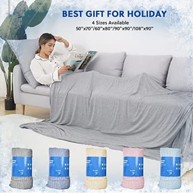 HOMFINE Cooling Blankets for Hot Sleepers - Summer Blanket Thin Lightweight Breathable Soft Double Side Enhanced Cooling for Bed Couch Sofa, Keep Cool for Night Sweats (Grey, 90 x 90 inches) - Image 5
