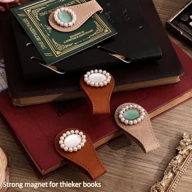 2PCS Vintage Magnetic Leather Bookmark, Leather Magnetic Bookmarks for Women, Magnetic PU Bookmarks Clip Book Accessories - Image 4