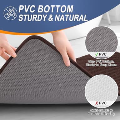 OLANLY Thick Memory Foam Bath Mat Rug 24x16, Extra Soft Absorbent Bathroom Rug, Quick Dry Bath Mats, Non-Slip, Machine Washable Carpet for Bathroom, Tub and Shower, Home Decor Accessories, Brown - Image 4