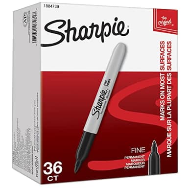 Sharpie Permanent Markers, Bulk Set, Fine Tip Markers, For Plastic, Metal, Wood, And More, Black, 36 Count - Image 7