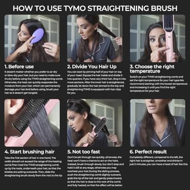 TYMO Ring Hair Straightener Brush – Hair Straightening Iron with Built-in Comb, 20s Fast Heating & 5 Temp Settings & Anti-Scald, Perfect for Professional Salon at Home, Sakura Pink - Image 8