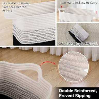 OIAHOMY Storage Basket, Woven Baskets for Storage, Cotton Rope Basket for toys,Towel Baskets for Bathroom - Pack of 3, Gradient Dark - Image 6