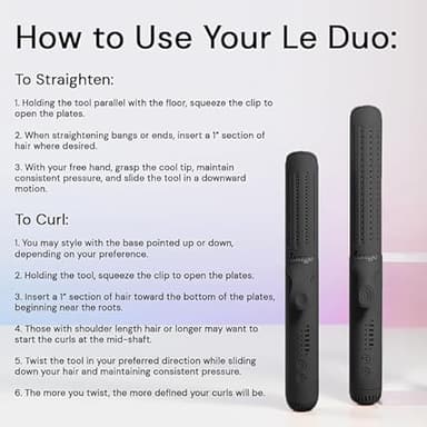 L'ANGE HAIR Le Duo Grande 360° Airflow Styler | 2-in-1 Curling Wand & Titanium Flat Iron Professional Hair Straightener and Curler with Cooling Air Vents to Lock in Style | Adjustable Temp (Black) - Image 5