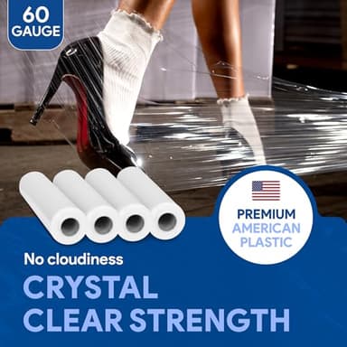 International Plastics Co. 15" Plastic Stretch Film Wrap with Extended Handles 1200ft Each 500% Stretch Clear Cling Durable Adhering Packing Moving Packaging Heavy Duty Shrink - Image 5