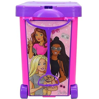Barbie Store It All! Rolling Storage Bin – Extra-Large Organizer Case with Wheels & Handle for Barbie Dolls, Clothes, Accessories & Playsets – Pink Portable Travel Toy Box - Image 1