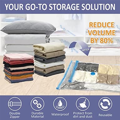 25 Pack Vacuum Storage Bags, Space Saver Vacuum Storage Bags, Vacuum Seal Bags for Clothing, Clothes, Comforters and Blankets, Hand Pump Included - Image 2