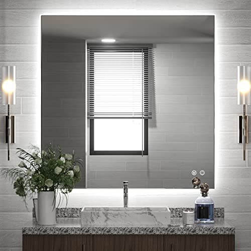 TETOTE 36 x 36 Inch LED Backlit Mirror with Light Bathroom,Anti-Fog,Dimmable,CRI90+,IP 54Water Proof,Vanity Mirror with Light,Wall Mounted,Horizontal/Vertical - Image 1