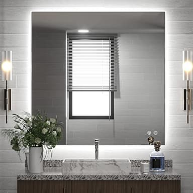 TETOTE 36 x 36 Inch LED Backlit Mirror with Light Bathroom,Anti-Fog,Dimmable,CRI90+,IP 54Water Proof,Vanity Mirror with Light,Wall Mounted,Horizontal/Vertical - Image 1
