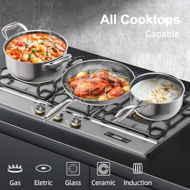 COOKER KING Stainless Steel Cookware Set, Pots and Pans Set Non Stick, Hybrid Ceramic Cookware, Frying Pans, Saucepans & Stock Pot with Glass Lid, Non-Toxic, Oven Safe, Induction Compatible - Image 6