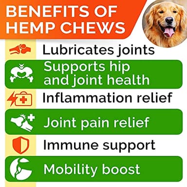 Hemp Chews for Dogs - Glucosamine Chondroitin for Dogs Joint Pain Relief with Hemp Oil, Hip & Joint Supplement Dogs, MSM Turmeric for Dogs Mobility, Dog Joint Supplement, Hemp Dog Treats Joints Health - Image 2