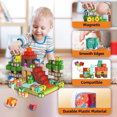 GobiDex Magnetic Blocks Kids Building Toys for Boys Girls 3+, Game-Based Build Jurassic MagWonder with Magnet Construction Dinosaur Toys, Upgraded STEM Sensory Gift for Birthday - Image 6