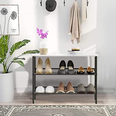Garden 4 you 3 Tiers White Marble Shoe Rack,Freestanding Organizer Multi-Purpose Adjustable Flat and Slant Storage Rack Shoe Shelf, High Heels Potted Plant for Entryway Hallway Living Room Closet - Image 9