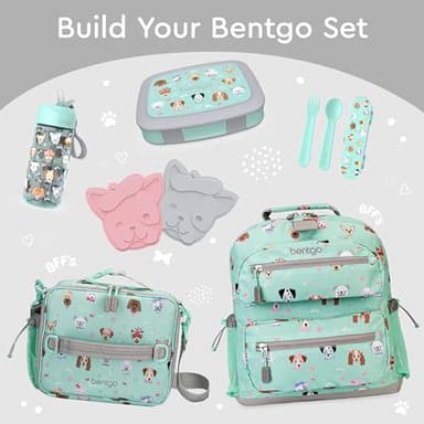 Bentgo Kids Prints Leak-Proof, 5-Compartment Bento-Style Kids Lunch Box - Ideal Portion Sizes for Ages 3-7, Durable, Drop-Proof, Dishwasher Safe, & PFAS & BPA-Free Materials (Puppy Love) - Image 6