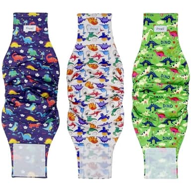 Frvxil Washable Male Dog Diapers: Reusable Belly Bands for Puppy - 3 Pack Absorbent Doggy Wraps (Dinosaur, Medium, Count, 3) - Image 7
