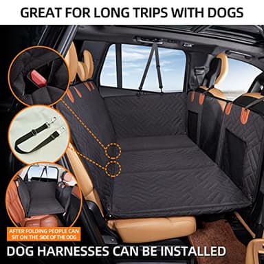 YJGF Back Seat Extender,Dog Seat Cover for Back Seat,Hard Bottom Car Seat Cover for Dogs,Dog Hammock for Car,Back Seat Pet Cover for Dogs(Black) - Image 3