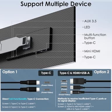 Redalf Laptop Screen Extender, 15.6" Portable Triple Monitor for Laptop,IPS Ultra-Thin Zero Frame Monitor Built-in Speakers Compatible with Mac, Windows, Chrome, Fits Laptops - Image 4