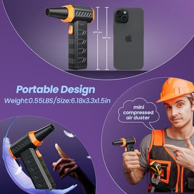 Electric Air Duster, 32,0000 RPM Compressed Air Duster & Blower, 7600mAh Rechargeable, 3-Speed LED Keyboard Cleaner for PC/Computer/Car, No Canned Air - Turbo Fan, Battery Powered - Image 4