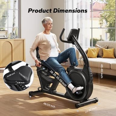 MERACH Recumbent Exercise Bikes for home, Light Commercial High-end Recumbent Bike for Seniors Adults, Magnetic Recumbent Exercise Bike with Smart Bluetooth and Exclusive App, LCD, Heart Rate Handle - Image 8