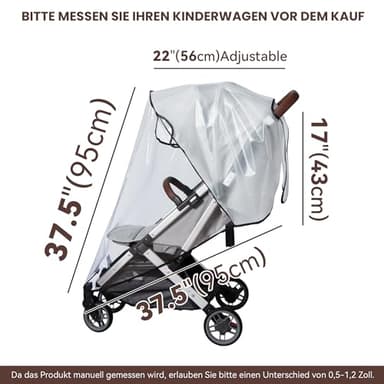 Bemece Stroller Rain Cover, Universal Stroller - Waterproof Windproof Travel Weather Shield Thick & Durable Protect from Dust and Snow with Breathable Ventilation Mesh Clear Visibility - Image 5