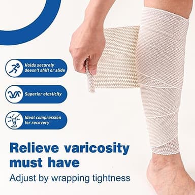 AZEN Premium 5 Pack Elastic Bandage Wrap 6 Inch, Compression Wrap Bandage for Legs, Ankle, Knee, Tummy, Body, Latex-Free, Lymphedema Wraps for Legs - Image 5