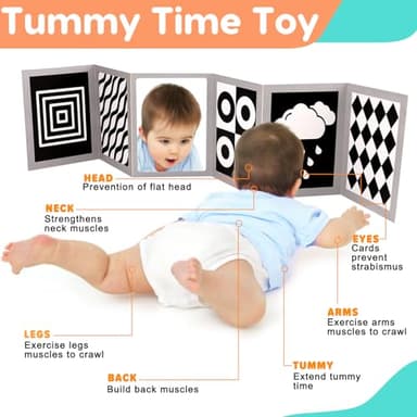 Black and White High Contrast Baby Books Flash Cards Tummy Time Mirror Toys Newborn Toys 0 6 Months Brain Development Infant Stimulating Sensory Toy 0-3 3-6 2 4 5 Months old Baby Boy Girl Shower Gifts - Image 5