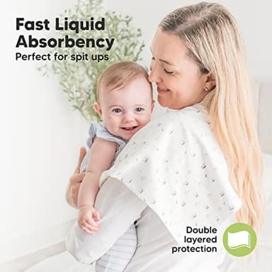 Organic Burp Cloths Baby Boy, Girl - 6-Pack Large Cotton Burping Cloths for Babies, Spit Up Rags, Super Absorbent, Ultra Soft Newborn Rag, Gender Neutral, Machine Washable, Durable (Neutrals) - Image 2