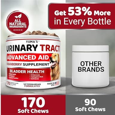 Dog UTI Treatment - 170 Treats - Cranberry Supplement for Dogs - Bladder Control - Urinary Tract Infection Treatment - UTI Medicine Multivitamin - Vitamins and Supplements - Made in USA - Image 5