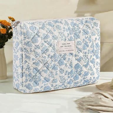 Dkieuyu Quilted Makeup Organizer, Floral Cotton Travel Bag Set for Women & Girls (M1-1PC) - Image 5