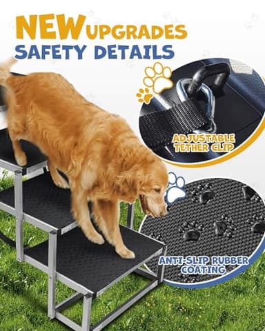 Foldable Dog Car Ramp for Large Dogs, 4 Steps Portable Large Steps for Car Truck SUV High Bed, Aluminum Dogs Stairs with Non-Slip Surface, Outdoor Dog Ramp Stairs Max Up to 200lbs - Image 5