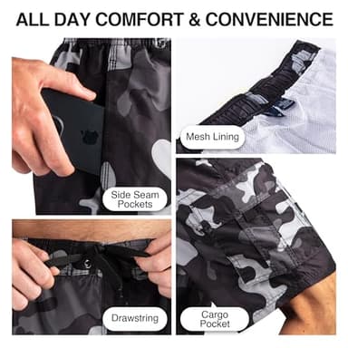 Kanu Surf Men's Barracuda Swim Trunks (Regular & Extended Sizes), Camo Black, 4X - Image 4